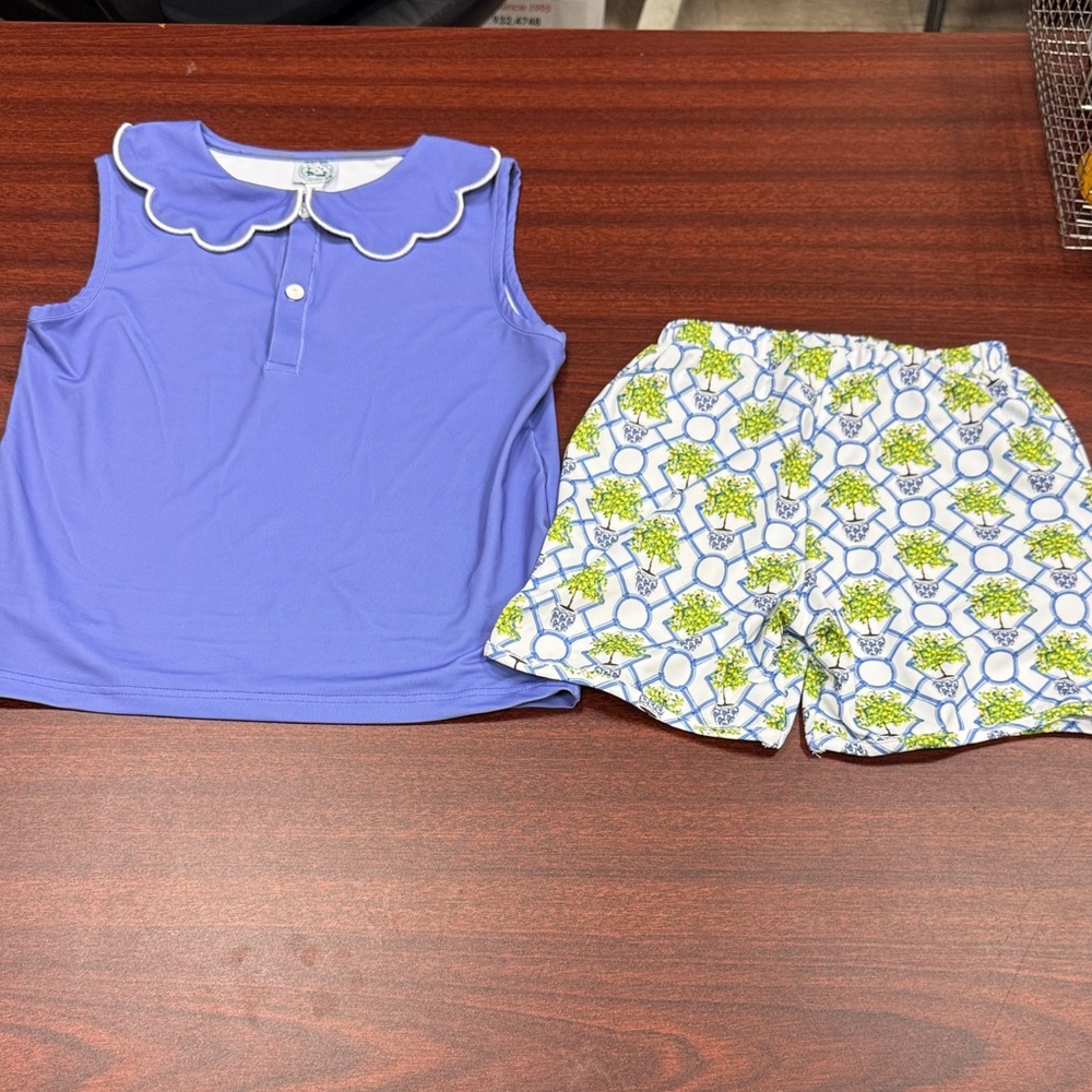 Girls' Lavender Sleeveless Pajama Set with Patterned Shorts